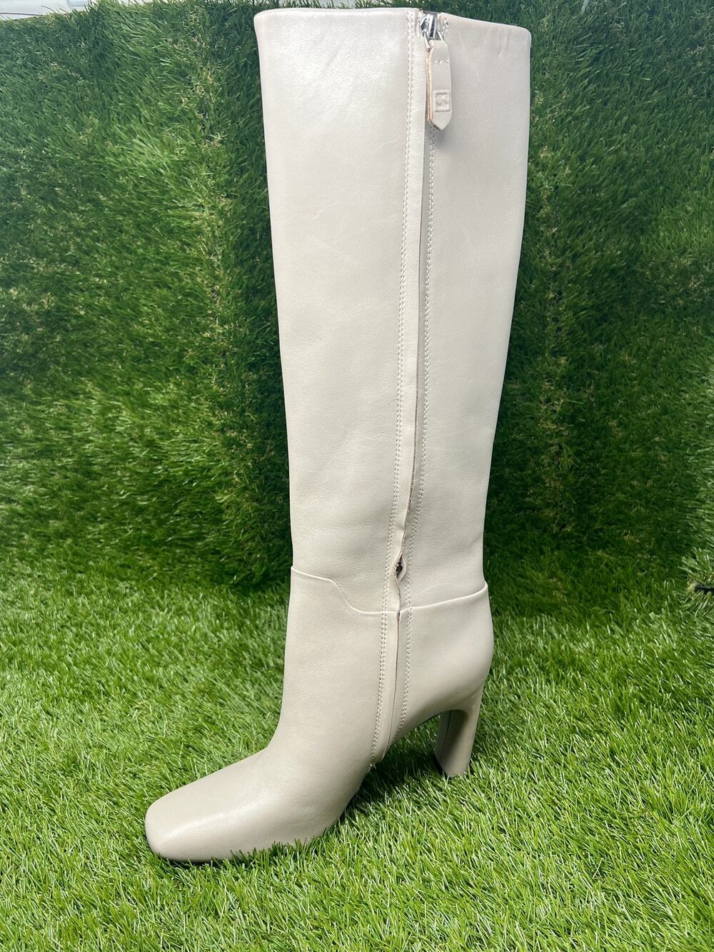 Franco Sarto Women's 7.5M Narrow Calf Flexa Grey Leather Tall Boots